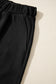 Black Ribbed Texture Baggy Drop Shoulder Pullover and Shorts Set