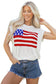 Sky Blue Flag Graphic Short Sleeve Sweater Top