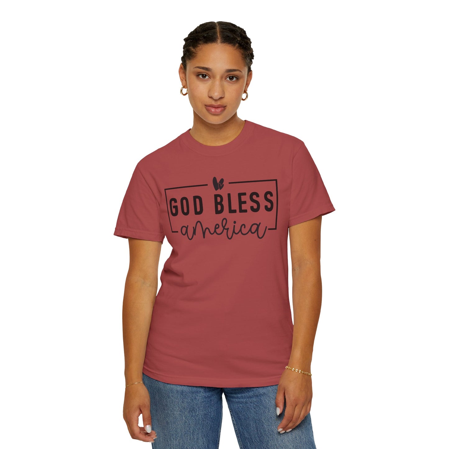 COMFORT COLORS - God Bless America T-Shirt — Patriotic Script Tee