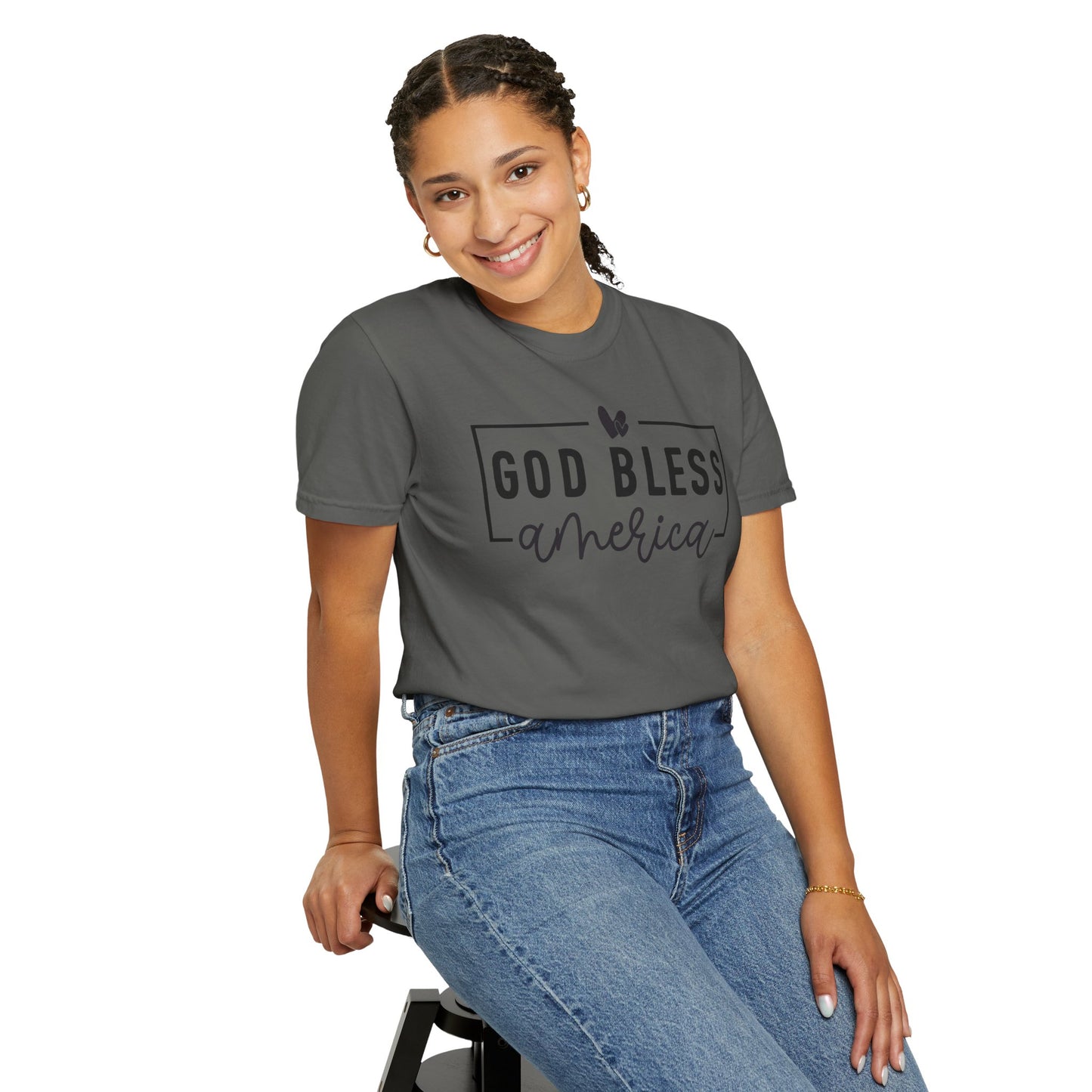 COMFORT COLORS - God Bless America T-Shirt — Patriotic Script Tee