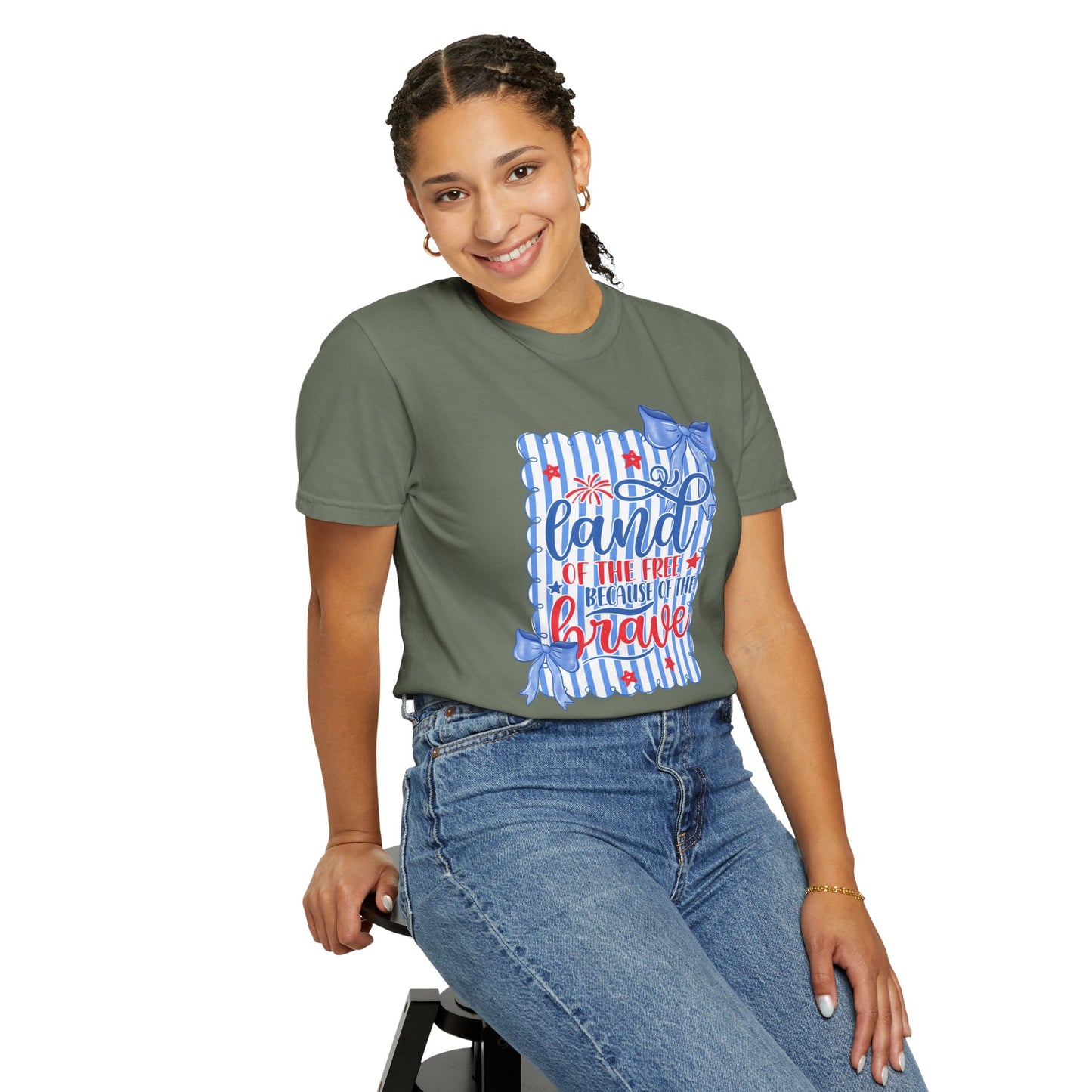 COMFORT COLORS - Patriotic "Land of the Free, Because of the Brave" T-Shirt