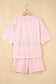 Sky Blue Exposed Seam Detail Polka Dot Loose Tee Drawstring Shorts Set