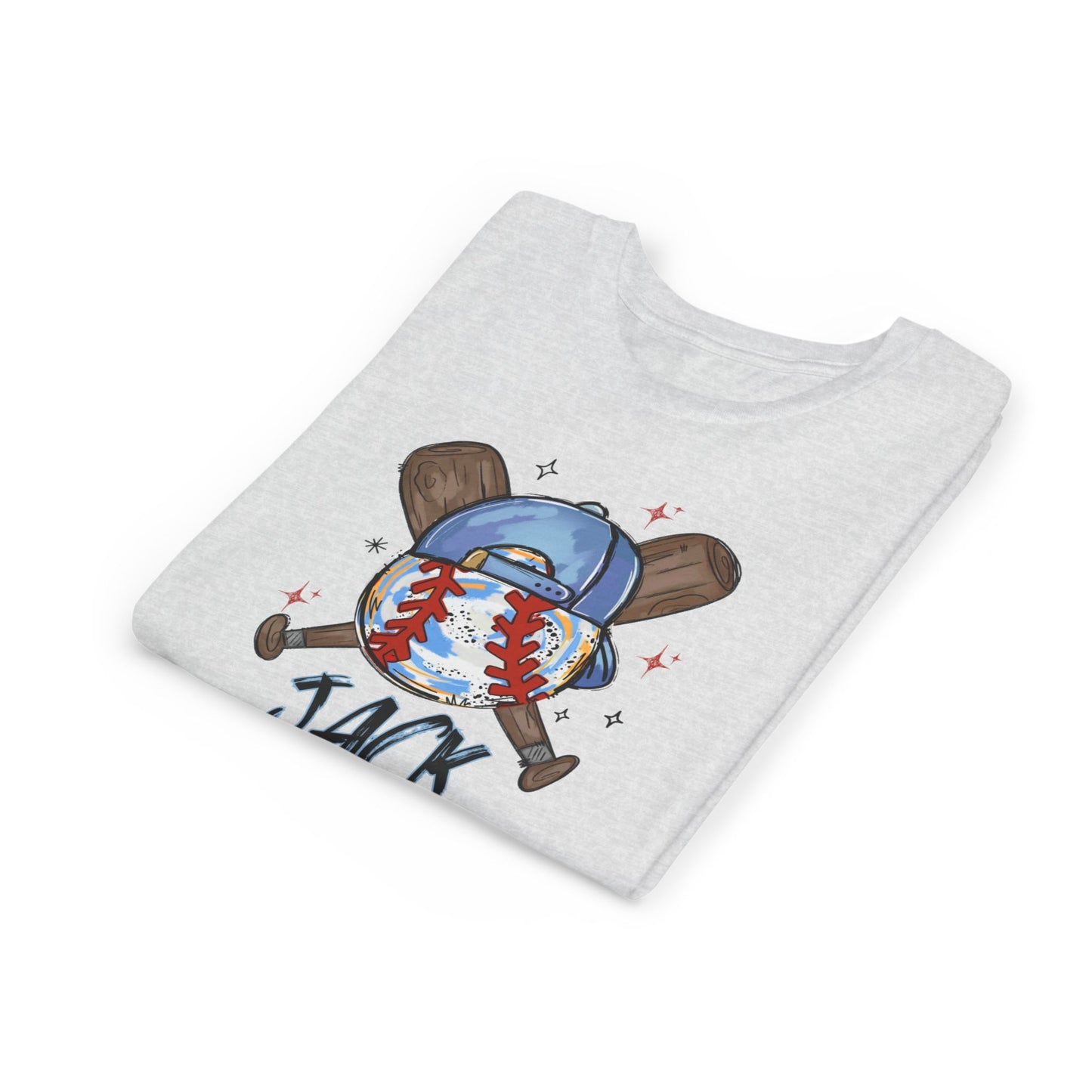 *** NEED THIS PERSONALIZED? DO NOT ORDER THIS SHIRT - PLEASE EMAIL ME AT REFININGFAITHCOMPANY@GMAIL.COM - Youth Baseball Tee — Personalized 'Jack' Cap & Crossed Bats Design