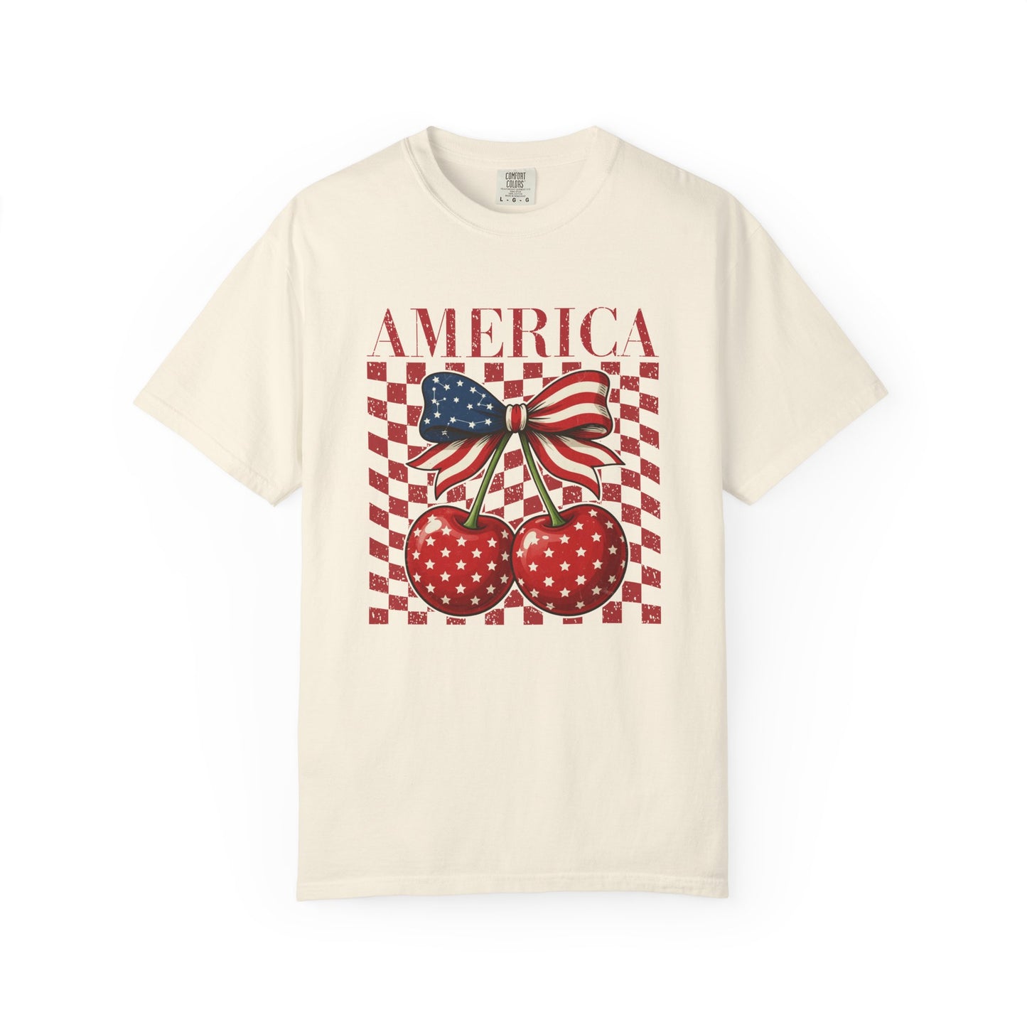 COMFORT COLORS - America Cherry Graphic T-Shirt — Patriotic 4th of July Tee