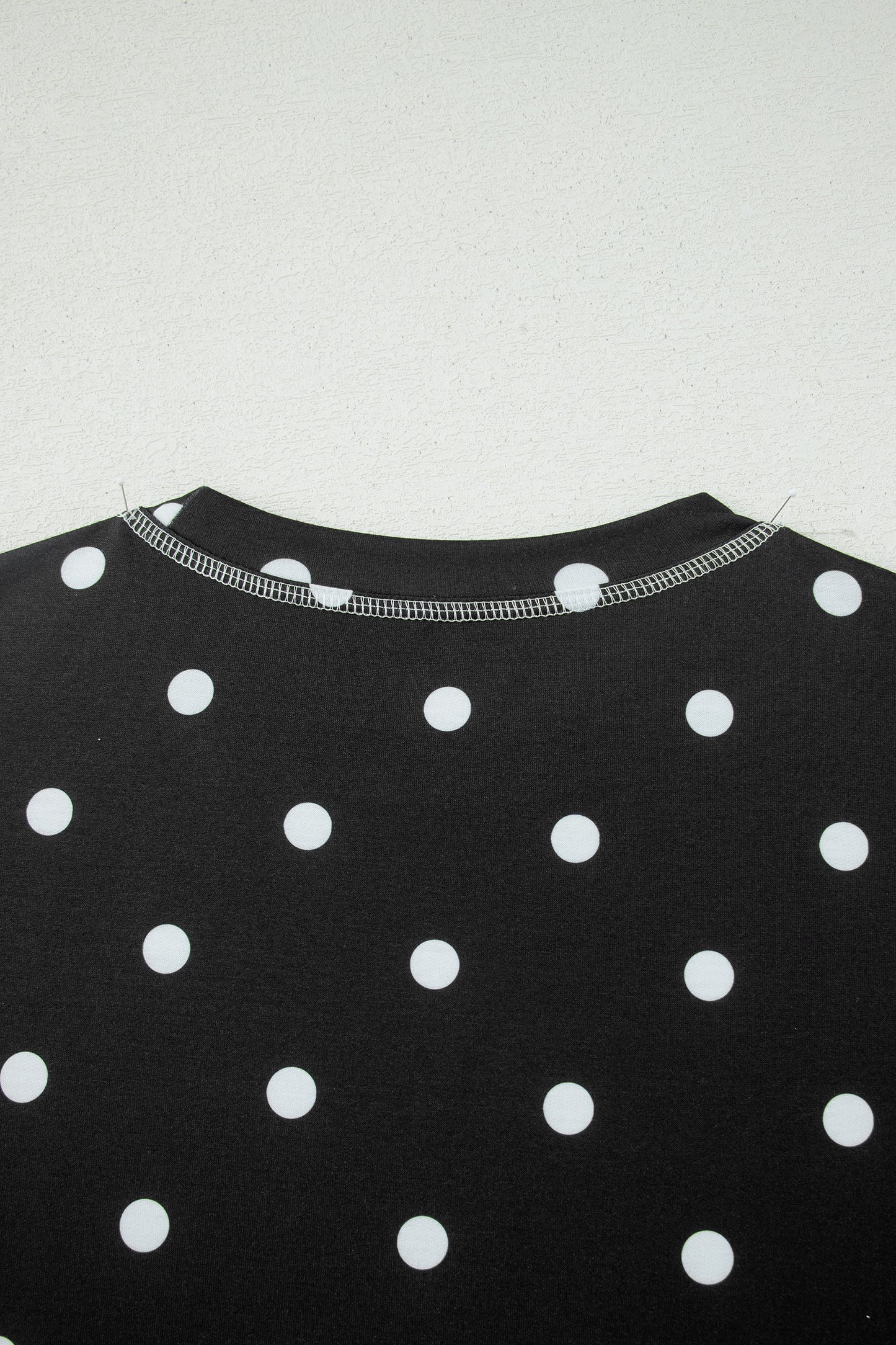 Sky Blue Exposed Seam Detail Polka Dot Loose Tee Drawstring Shorts Set