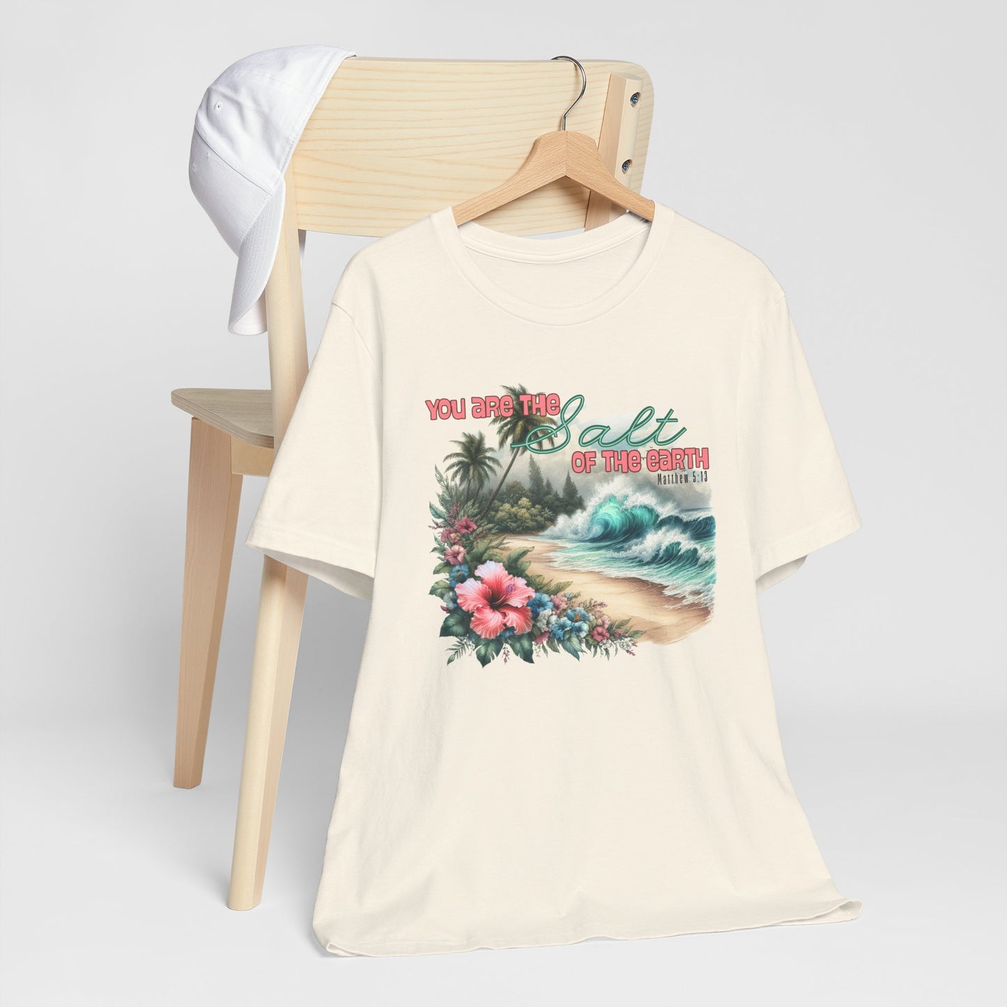 You Are the Salt of the Earth Beach T-Shirt – Tropical Floral Christian Faith Tee