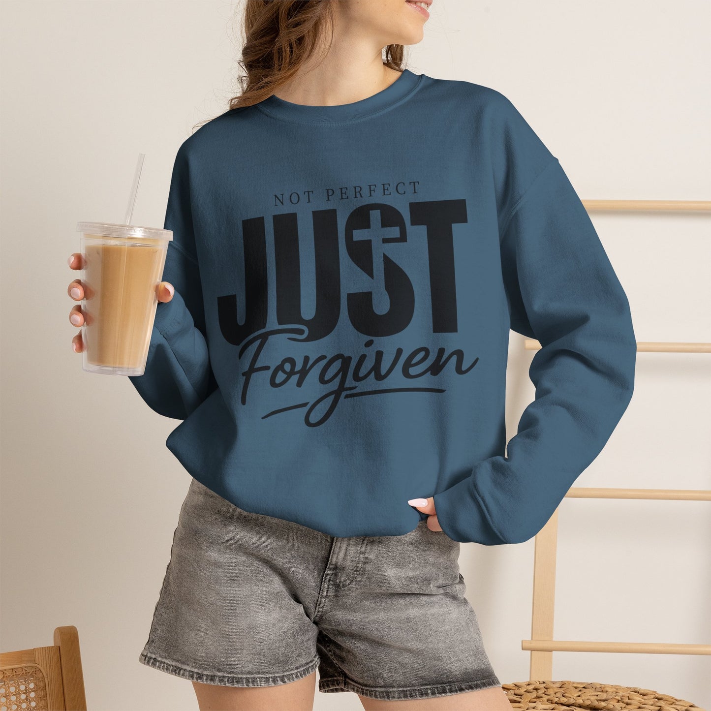 GILDAN  -Just Forgiven Sweatshirt — Christian Faith Crewneck (Not Perfect)