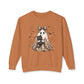 COMFORT COLORS - Leopard Bow Ghost Sweatshirt — Cute Halloween Ghost Holding Black Cat