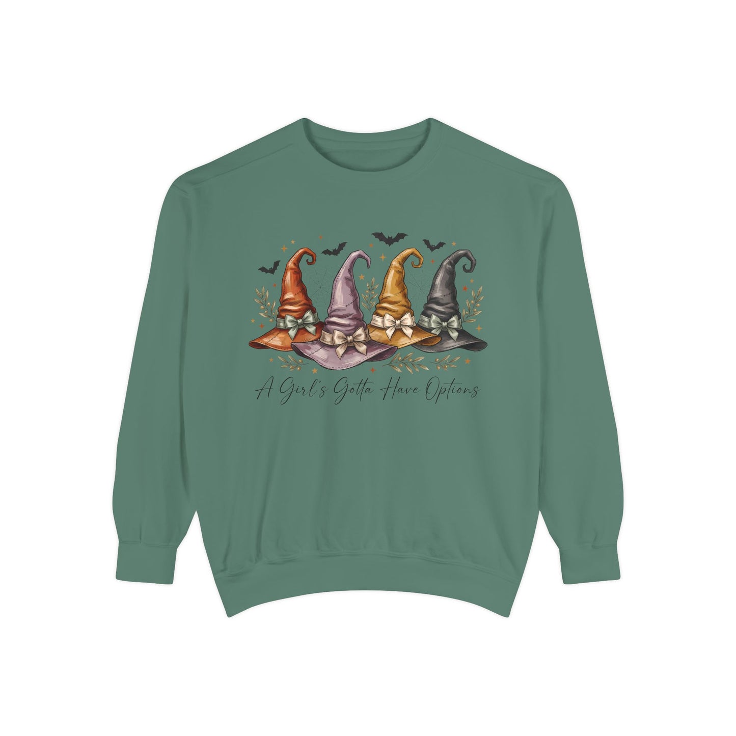 COMFORT COLORS - Gnome Trio Cozy Sweatshirt — "A Girl's Gotta Have Options" Fall Graphic