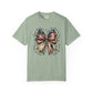 COMFORT COLORS - Patriotic American Flag Bow T-Shirt — "Home of the Brave" Fourth of July Tee