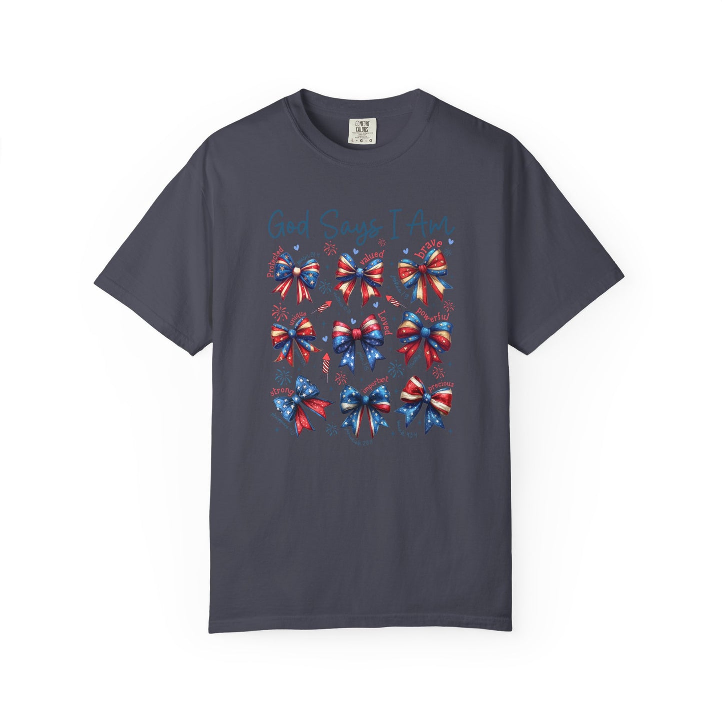 COMFORT COLORS God Says I Am Patriotic Ribbon T-Shirt