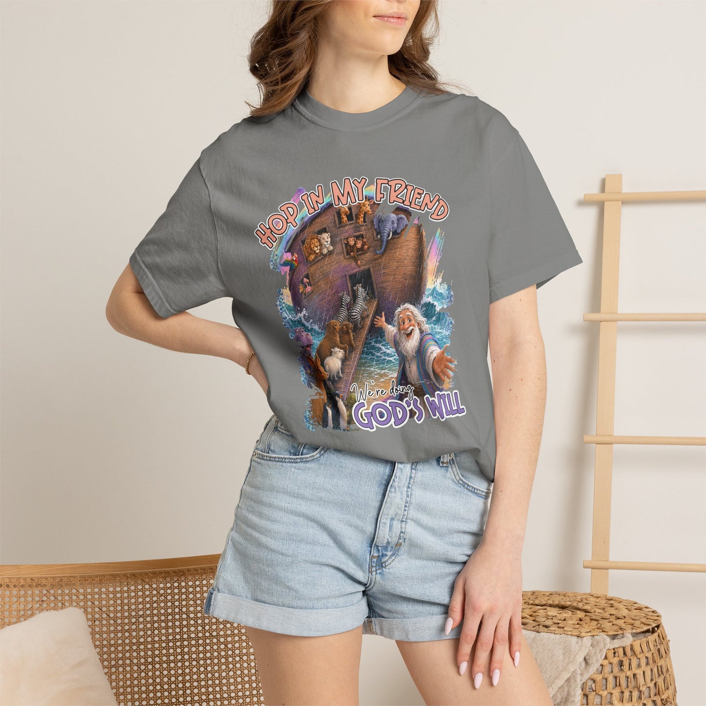 COMFORT COLORS - Noah’s Ark Graphic T-Shirt — "Hope in My Friend, In God’s Will" Faith Tee