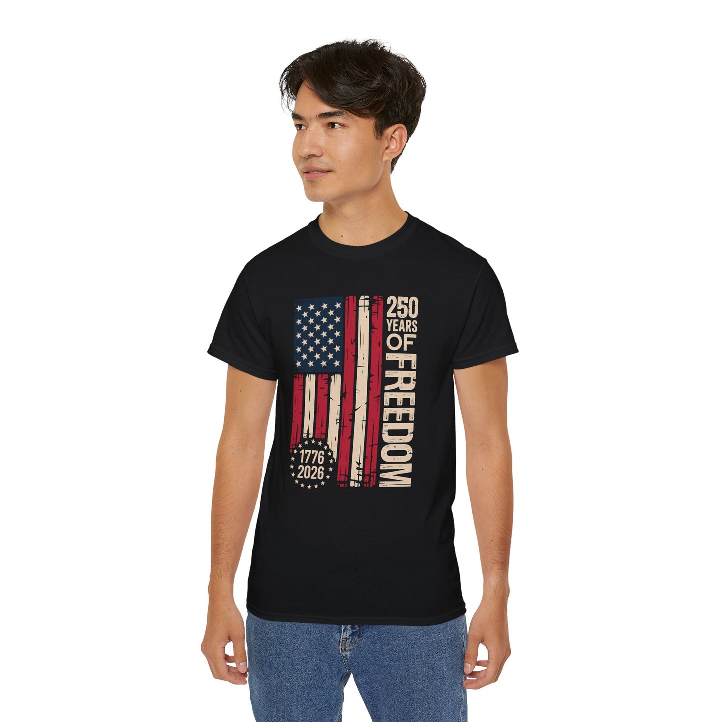 250 Years of Freedom American Flag T‑Shirt — 1776‑2026 Patriotic Independence Day Tee