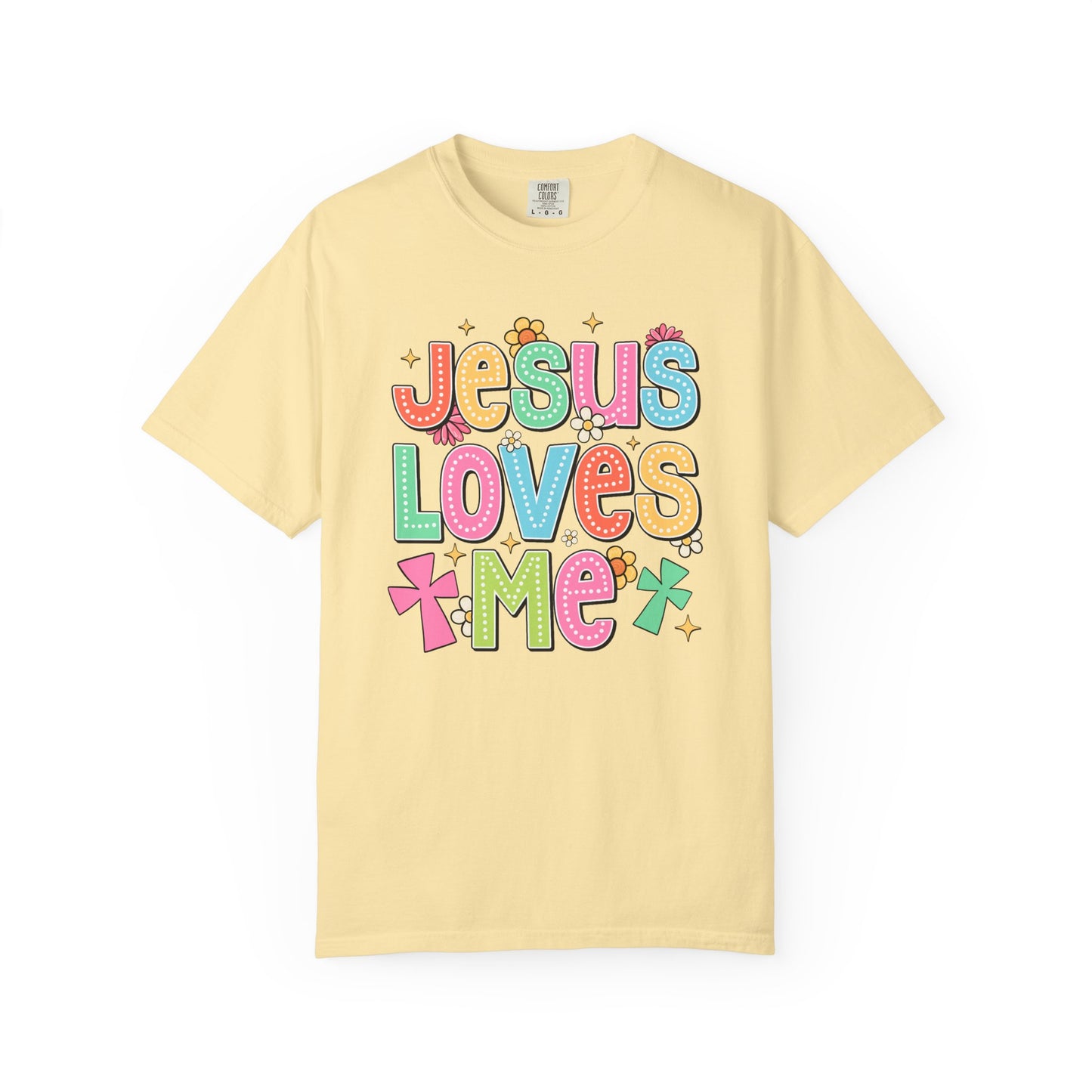 COMFORT COLORS - Jesus Loves Me T-Shirt — Colorful Retro Kids/Youth Faith Tee