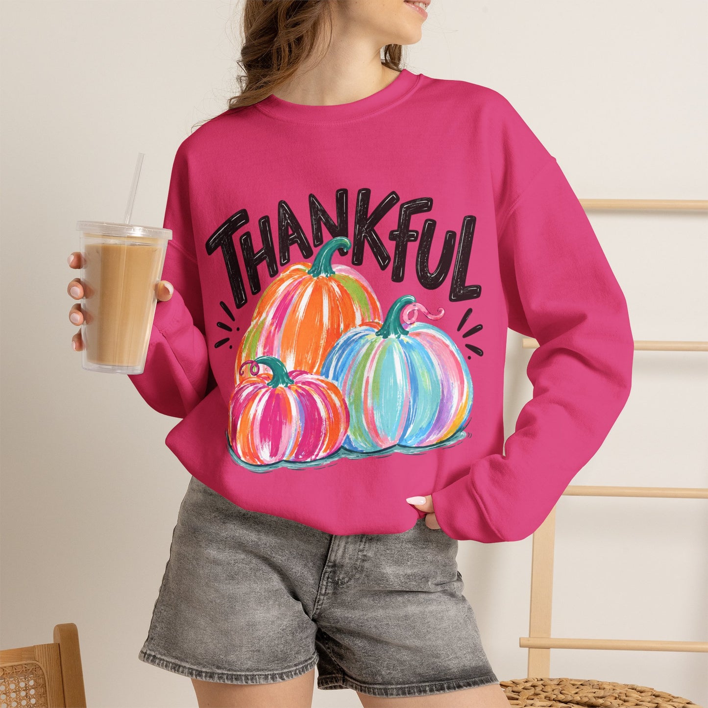 GILDAN - Thankful Pumpkin Crewneck Sweatshirt