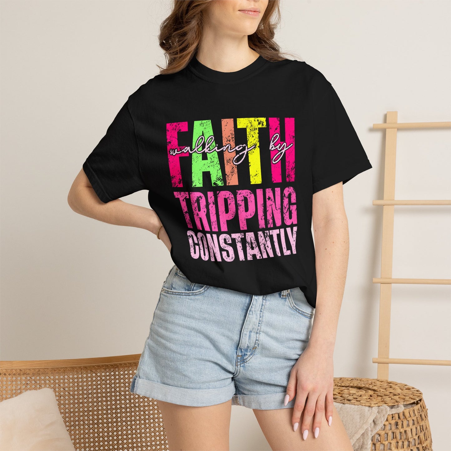 COMFORT COLORS - Faith Tripping Constantly T-Shirt — Christian Inspirational Graphic Tee