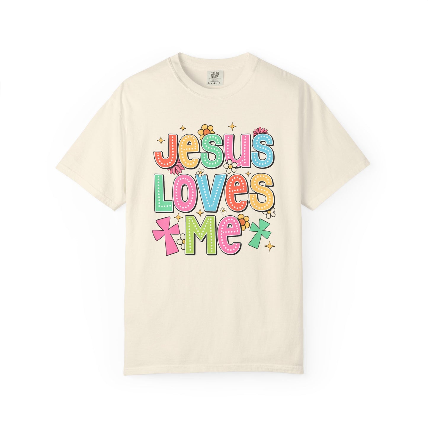 COMFORT COLORS - Jesus Loves Me T-Shirt — Colorful Retro Kids/Youth Faith Tee