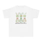 COMFORT COLORS - Easter Floral Bunny Youth Tee — 'Because He Lives'