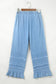 Beau Blue Ruffled Hem Wide Leg Chambray Pants