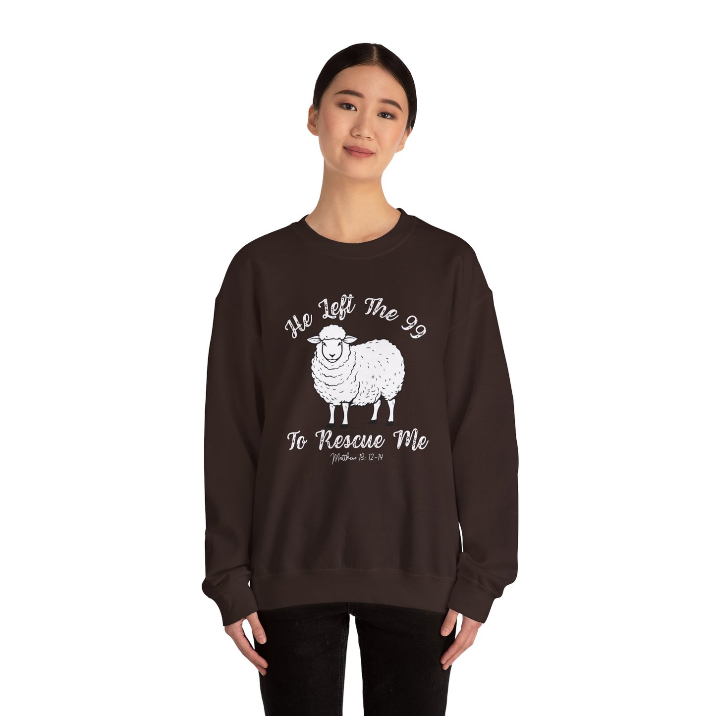 HE LEFT THE 99 WHITE FONT ADULT SWEATSHIRT
