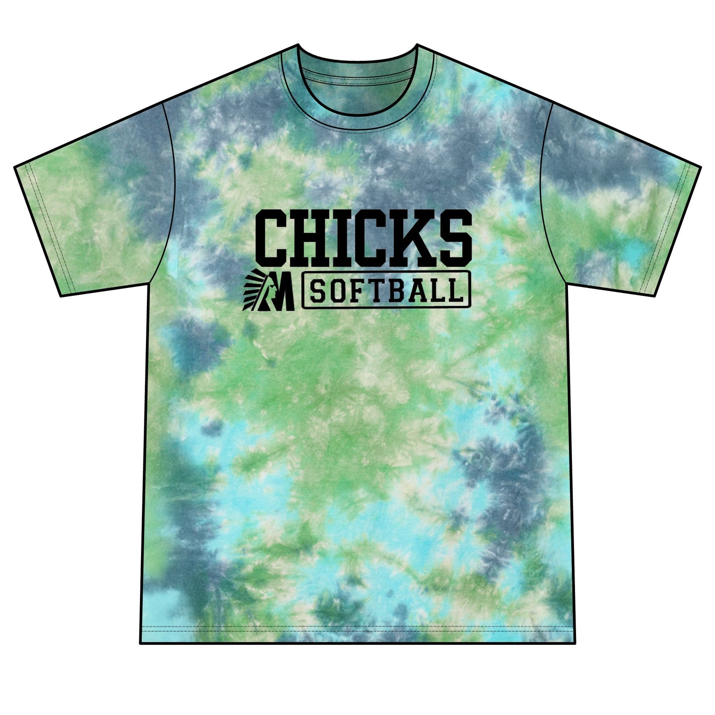 Softball Chicks Tie-Dye T-Shirt — Lime Crystal Dye