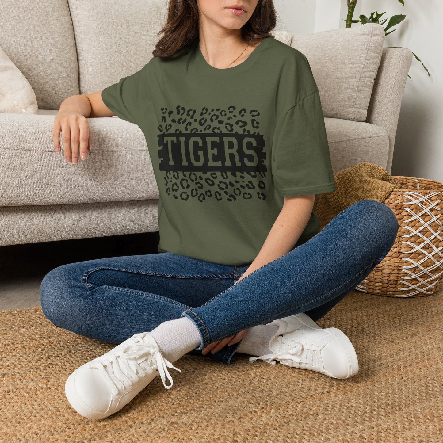 GILDAN - Tigers Leopard Print Tee — Athletic Mascot Team Shirt