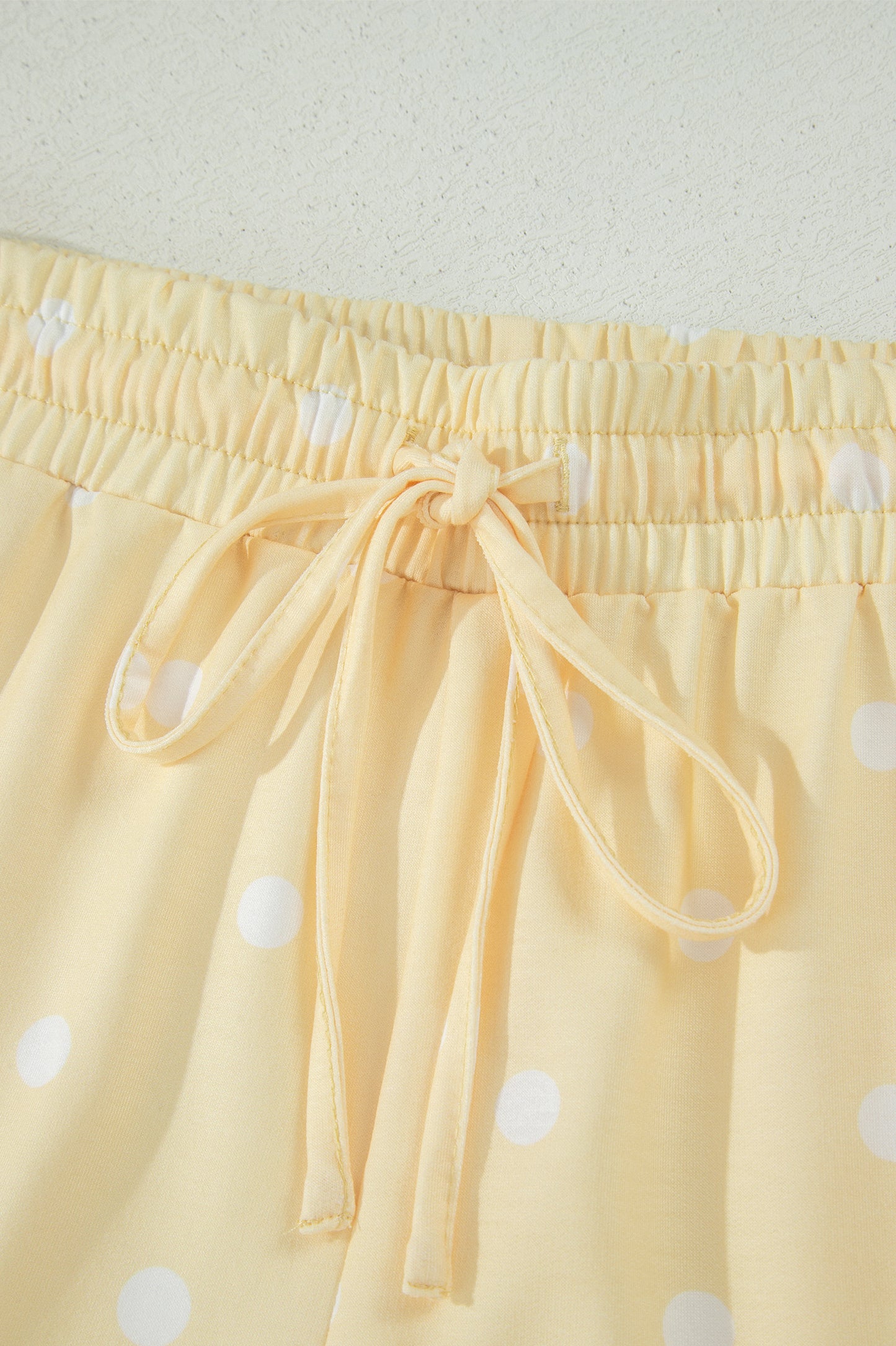Sky Blue Exposed Seam Detail Polka Dot Loose Tee Drawstring Shorts Set