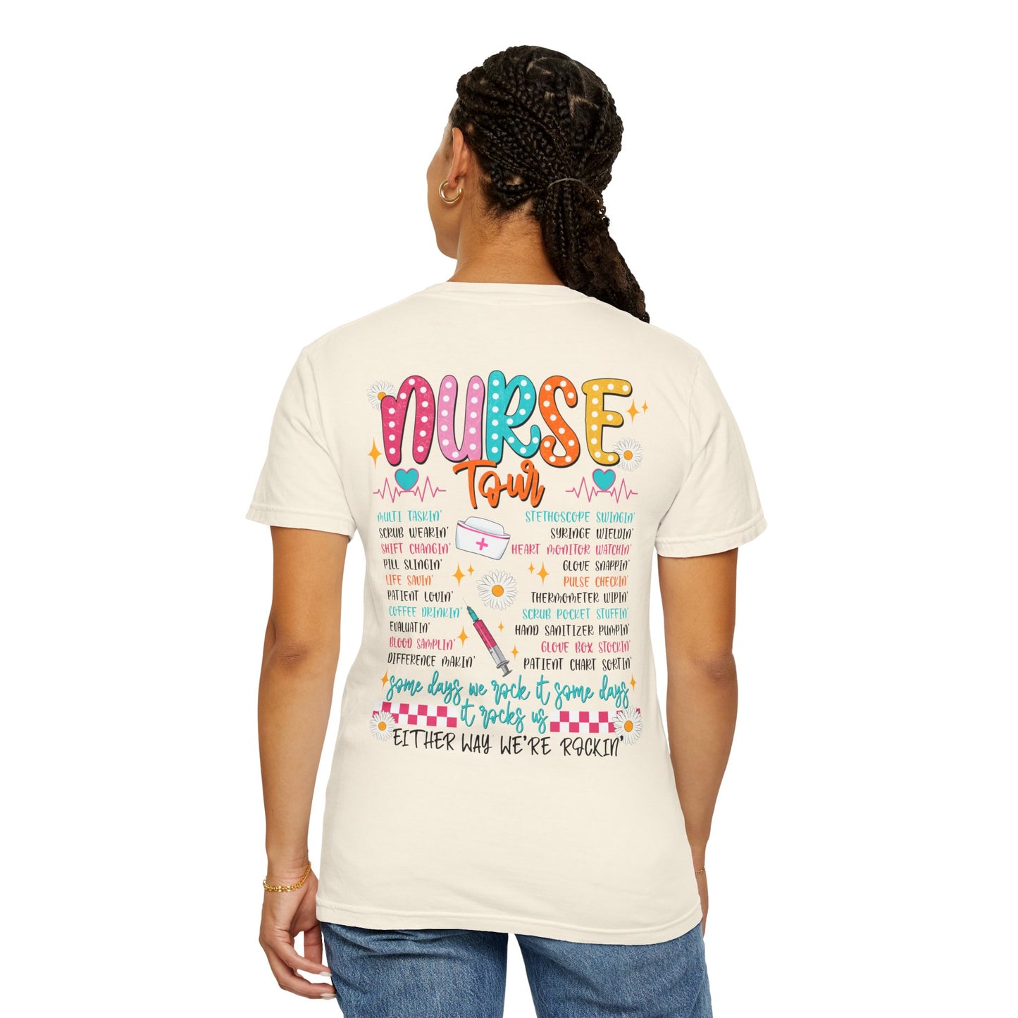 COMFORT COLORS - T-Shirt — "Nurse Tour" Colorful Cute Nursing Graphic Tee