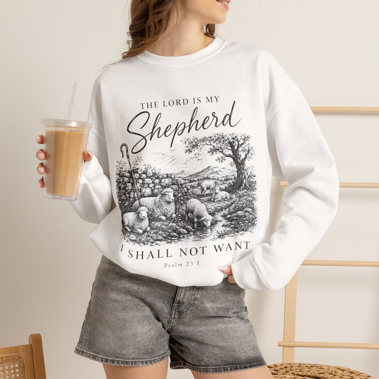 GILDAN - The Lord Is My Shepherd Psalm 23 Christian Crewneck Sweatshirt