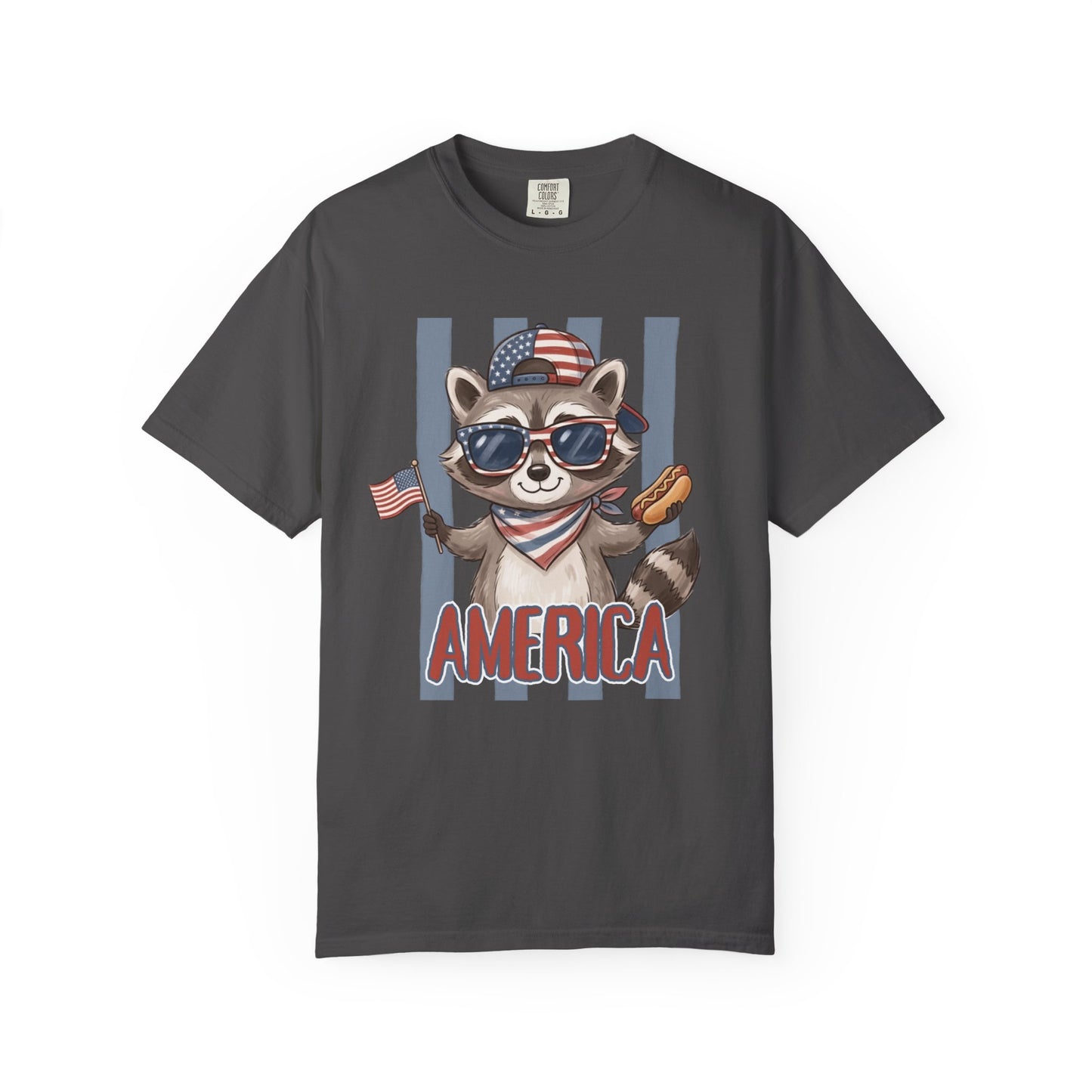 COMFORT COLORS - Patriotic Raccoon America T-Shirt