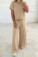 Light Pink Solid Color Loose Tee Drawstring Wide Leg Pants 2pcs Outfit
