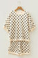 Green Polka Dot Oversized Top Drawstring Short Set