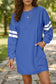 Black Varsity Contrast Banded Sleeve Shift Sweatshirt Dress