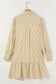 Brown Stripe Collared Neck Cuffed Long Sleeve Drop Waist Mini Dress