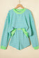 Yellow Stripe Color Block Detail Long Sleeve Pullover Elastic Waist Pull On Shorts 2pcs Set