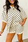 Green Polka Dot Oversized Top Drawstring Short Set