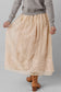 Oatmeal Embroidered Mesh Overlay Flowy Long Skirt