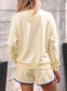Beige Game Day Crewneck Long Sleeve Pullover Athleisure Short Sets