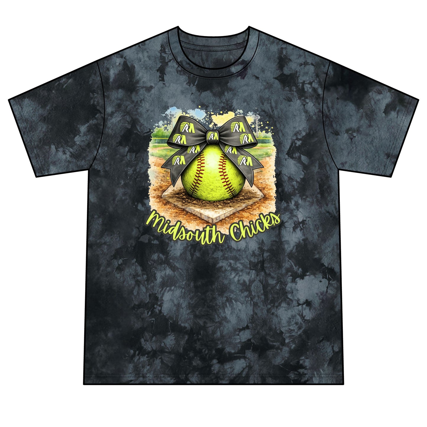 Softball Crystal Tie-Dye Tee — "Midsouth Chicks"