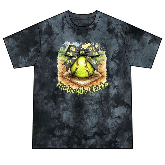 Softball Crystal Tie-Dye Tee — "Midsouth Chicks"