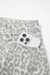 Gray Leopard Frayed Edge Wide Leg High Waist Jeans