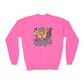 GILDAN - Youth Crewneck Sweatshirt — Cheerleader Tiger Mascot "Let's Go Cougars"