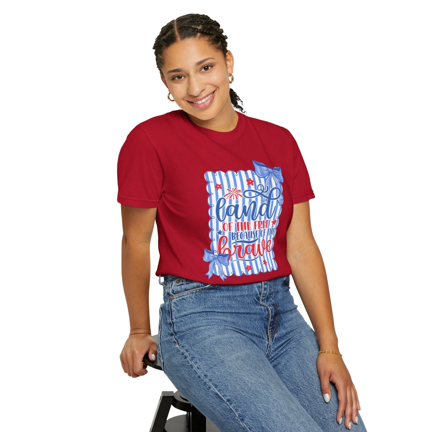 COMFORT COLORS - Patriotic "Land of the Free, Because of the Brave" T-Shirt