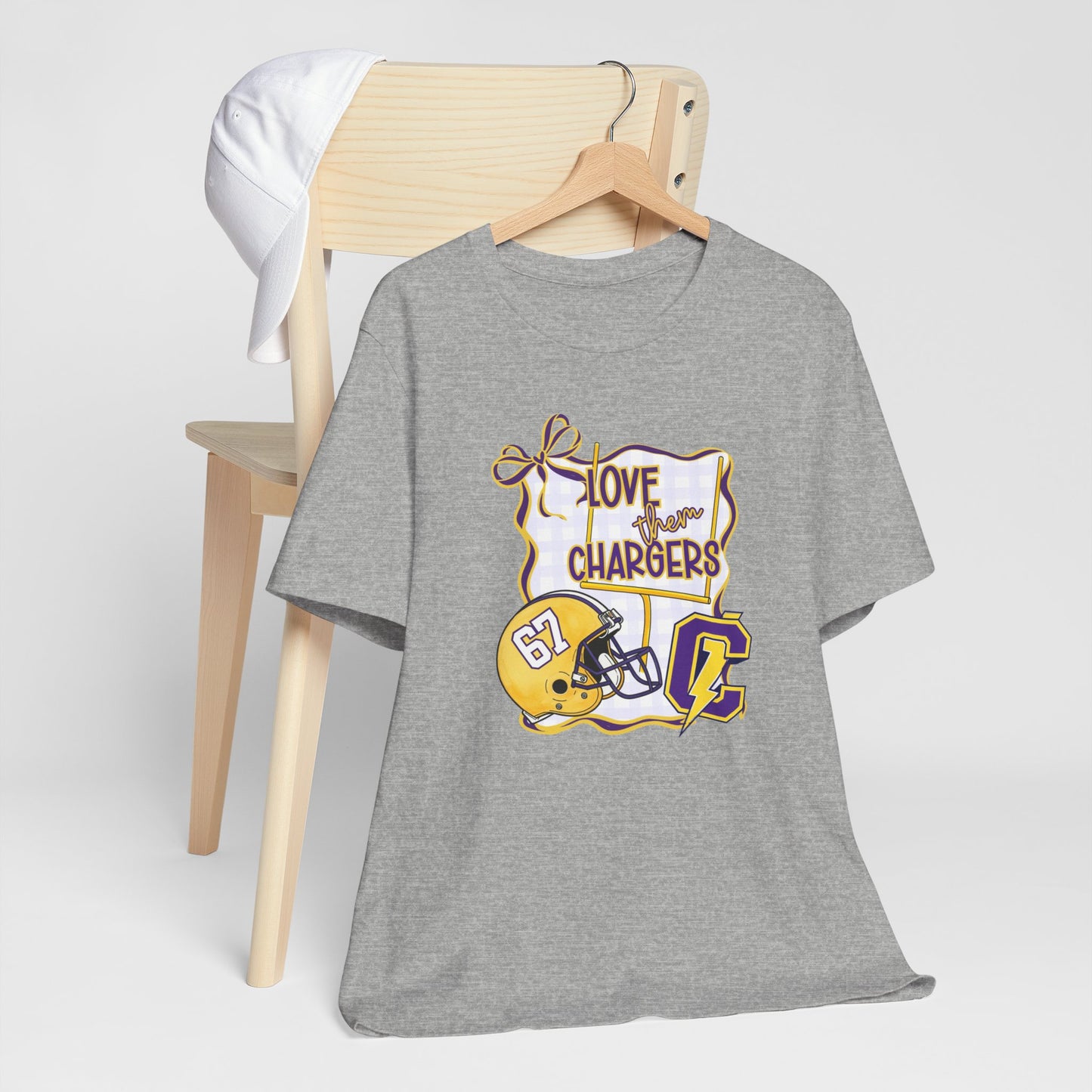 ***NEED TO PERSONALIZE THIS ? DO NOT ORDER THIS SHIRT - CONTACT ME @REFININGFAITHCOMPANY@GMAIL.COM TO PERSONALIZE THIS *** Chargers Football Tee - "Love Your Chargers" Helmet Graphic