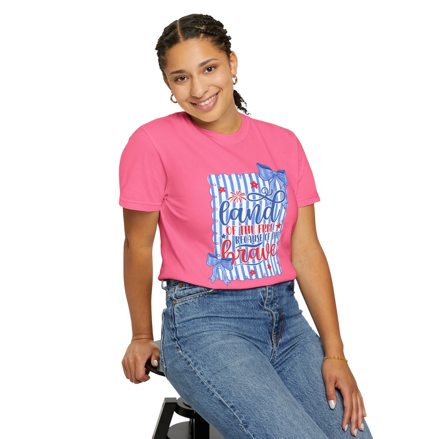 COMFORT COLORS - Patriotic "Land of the Free, Because of the Brave" T-Shirt