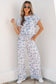 Beige Camouflage Print Twisted Rib Loose Tee Drawstring Pants Set