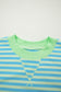 Yellow Stripe Color Block Detail Long Sleeve Pullover Elastic Waist Pull On Shorts 2pcs Set
