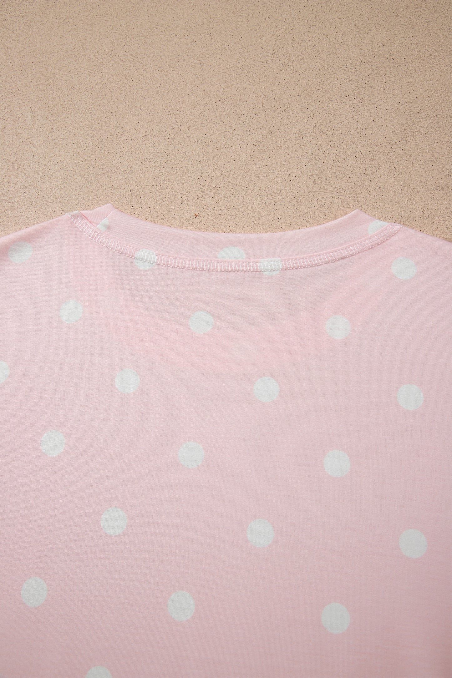 Sky Blue Exposed Seam Detail Polka Dot Loose Tee Drawstring Shorts Set