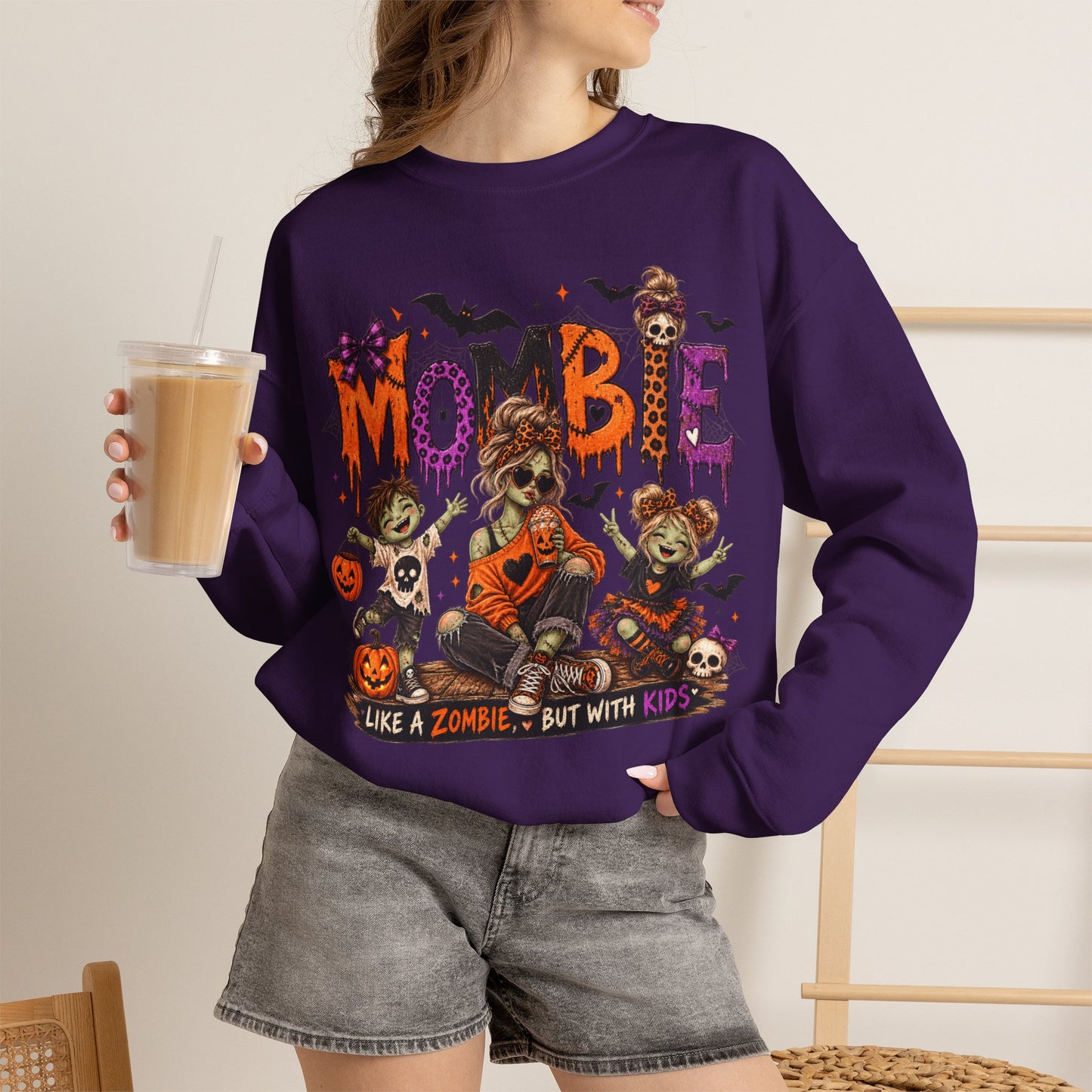 GILDAN - Mombie Halloween Sweatshirt — "Mombie" Zombie Mom Graphic Crewneck