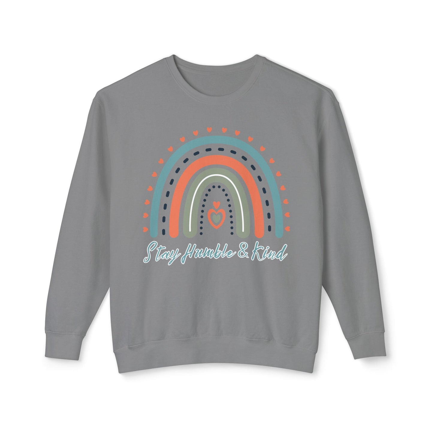 COMFORT COLORS -  Crewneck Sweatshirt - 'Stay Humble & Kind' Pastel Rainbow